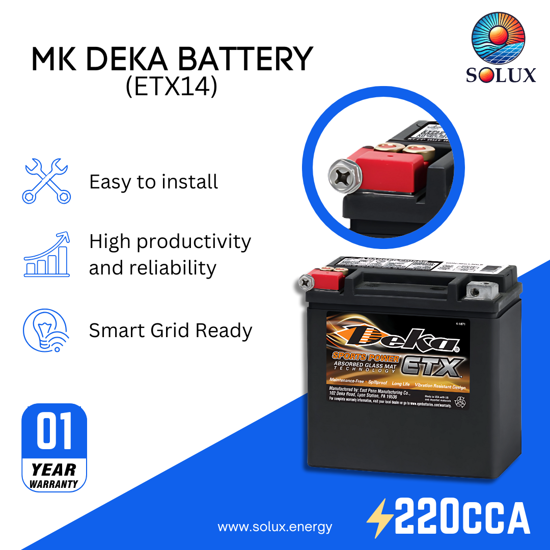 This is an image of MK Deka ET14 12V AGM Battery